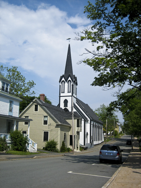 Fish weathervane on church, Lunenburg, NS